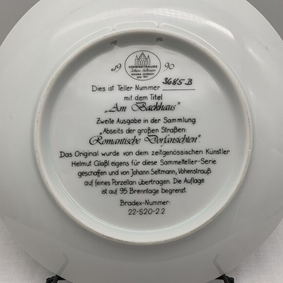 At The Bakehouse Collector Plate COA and Box 1990 Helmut Glossl Artist Germany - Picture 3 of 11
